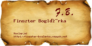 Finszter Boglárka névjegykártya